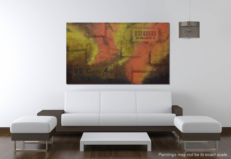 large orange and green abstract painting for sale kelowna bc