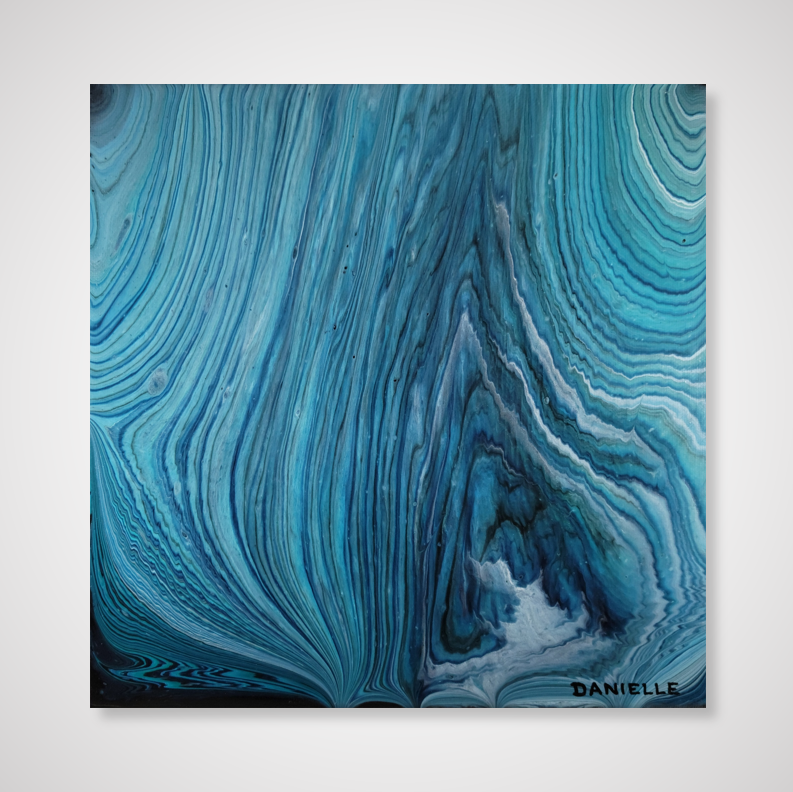 small blue fluid abstract painting for sale kelowna bc