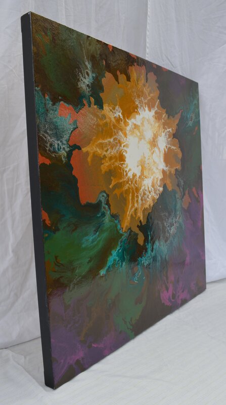 purple and green abstract painting for sale in kelowna bc 