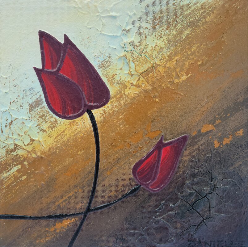 small contemporary floral abstract painting for sale in canada