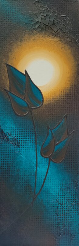 small blue floral abstract painting for sale in Canada
