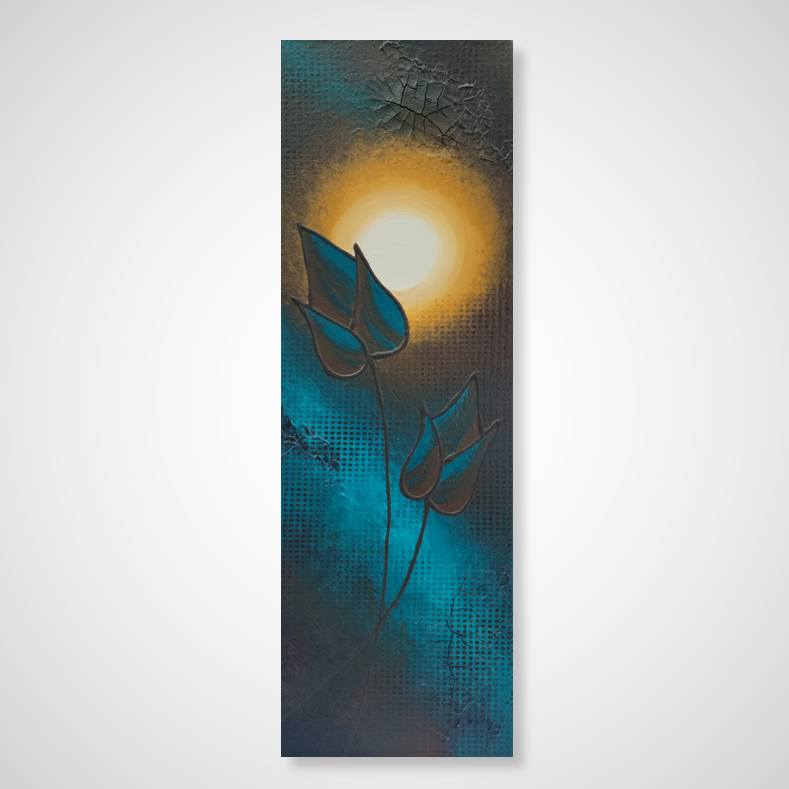 small blue contemporary floral abstract painting for sale kelowna bc