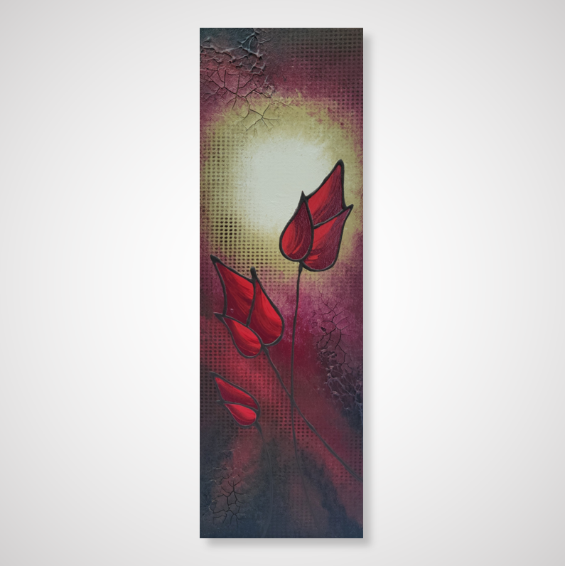 small red contemporary floral abstract painting for sale Kelowna BC