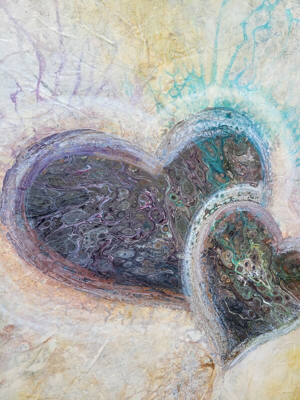 abstract painting with two hearts 