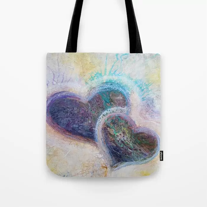 Motherhood abstract art tote bags by Danielle Harshenin
