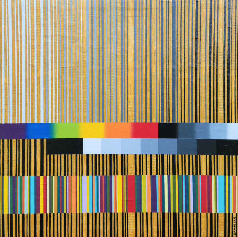 Now Is The Time mixed media barcode painting for sale in Kelowna BC