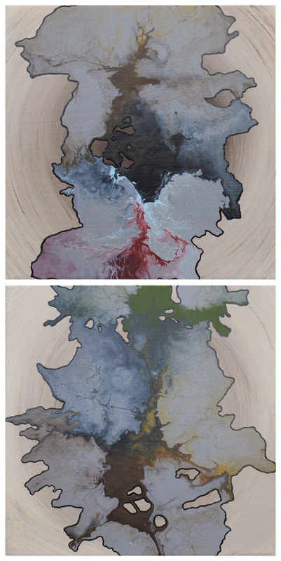 Perception III - Original Abstract Diptych Painting by Danielle Harshenin