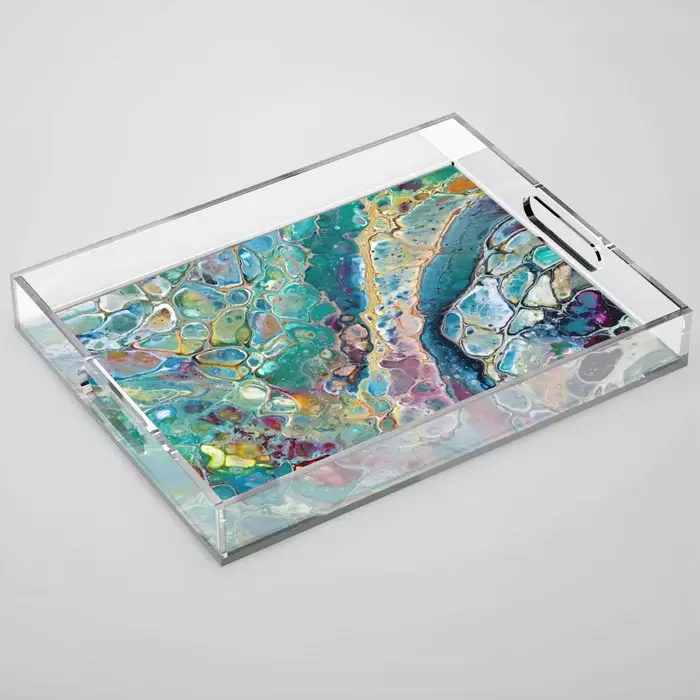 The Shores of Okanagan Lake abstract art acrylic tray for sale Kelowna BC