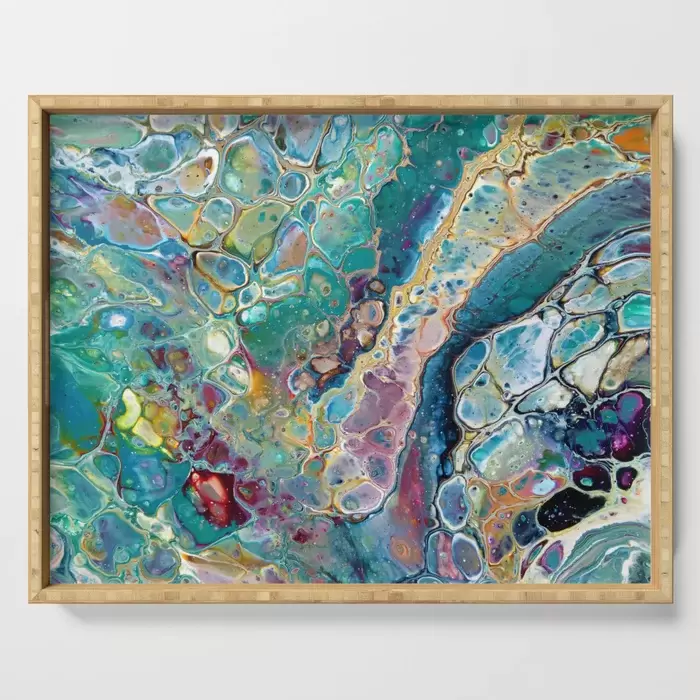 Okanagan Lake abstract art serving tray for sale BC
