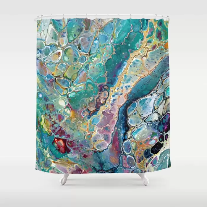 Okanagan lake abstract art shower curtain for sale bc