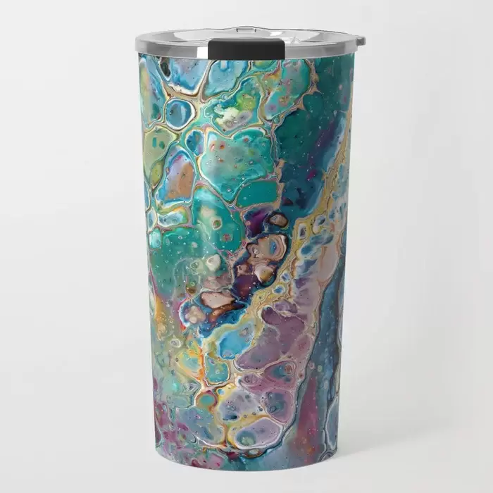 Okanagan Lake abstract art travel mugs for sale BC