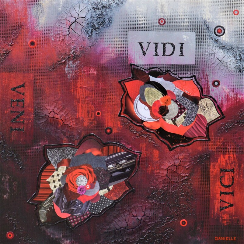 Veni Vidi Vici. Red Abstract Painting by Danielle Harshenin.